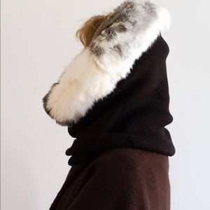 Hooded real fur cowl ,warm fur scarf, fur hood